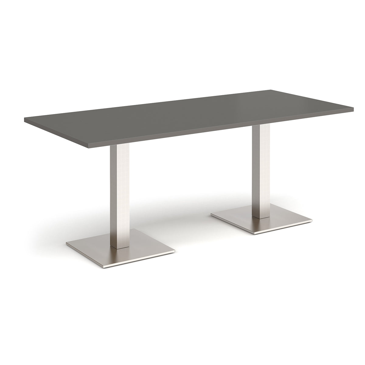 Brescia rectangular dining table with flat square brushed steel bases 1800mm x 800mm - Onyx Grey - view 1