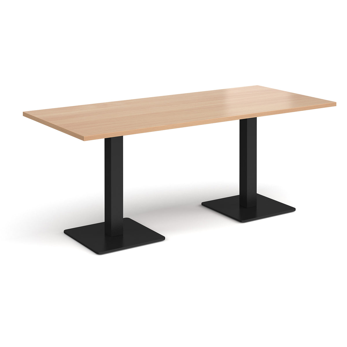 Brescia rectangular dining table with flat square black bases 1800mm x 800mm - Beech - view 1