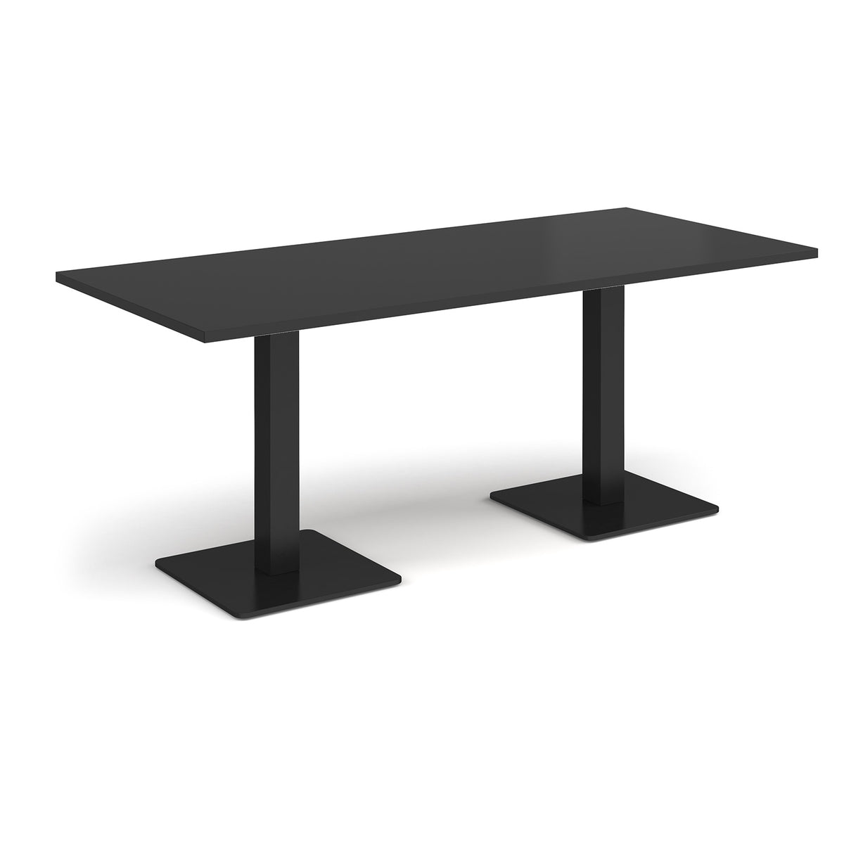 Brescia rectangular dining table with flat square black bases 1800mm x 800mm - Black - view 1