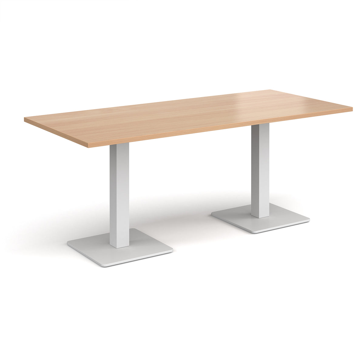 Brescia rectangular dining table with flat square white bases 1800mm x 800mm - Beech - view 1