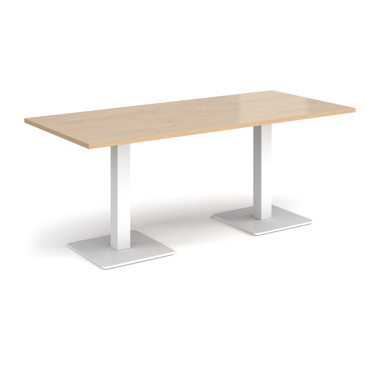 Brescia rectangular dining table with flat square white bases 1800mm x 800mm - Kendal oak - view 1
