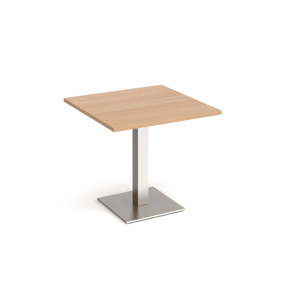 Brescia square dining table with flat square brushed steel base 800mm - Beech - view 1