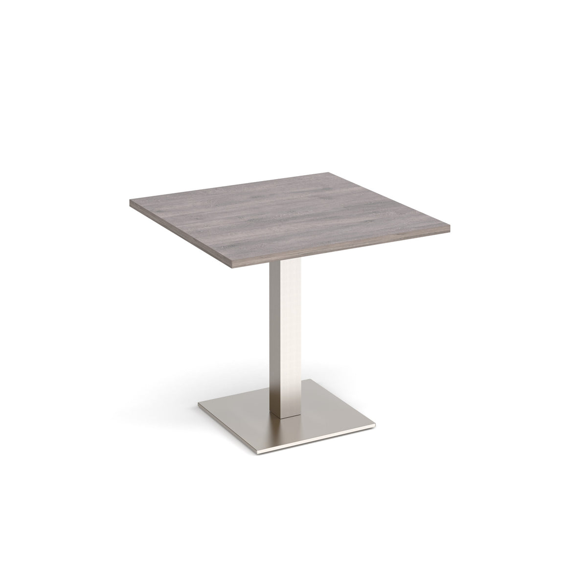 Brescia square dining table with flat square brushed steel base 800mm - Grey Oak - view 1