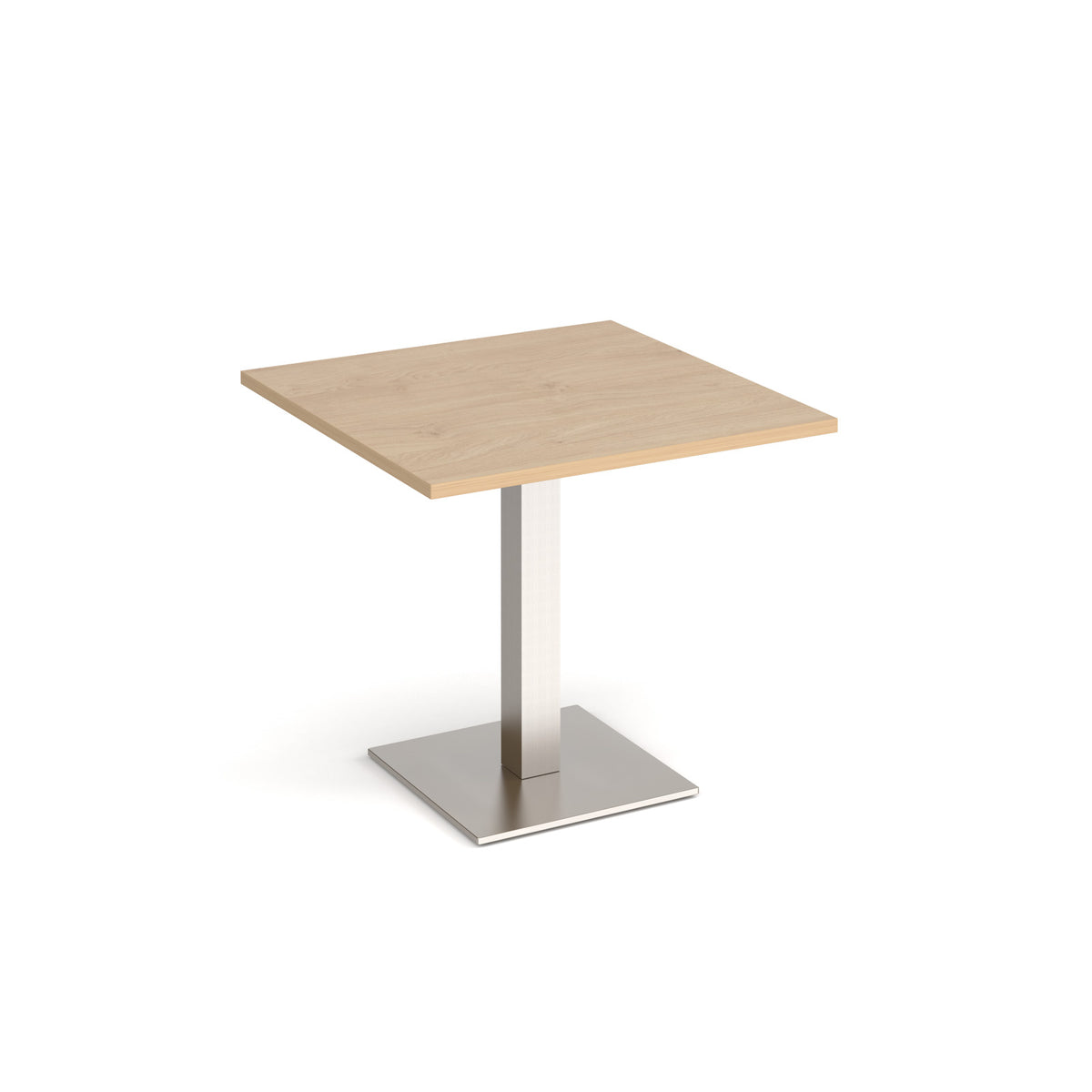 Brescia square dining table with flat square brushed steel base 800mm - Kendal oak - view 1
