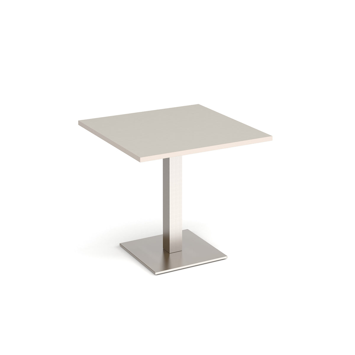 Brescia square dining table with flat square brushed steel base 800mm - Light Grey - view 1