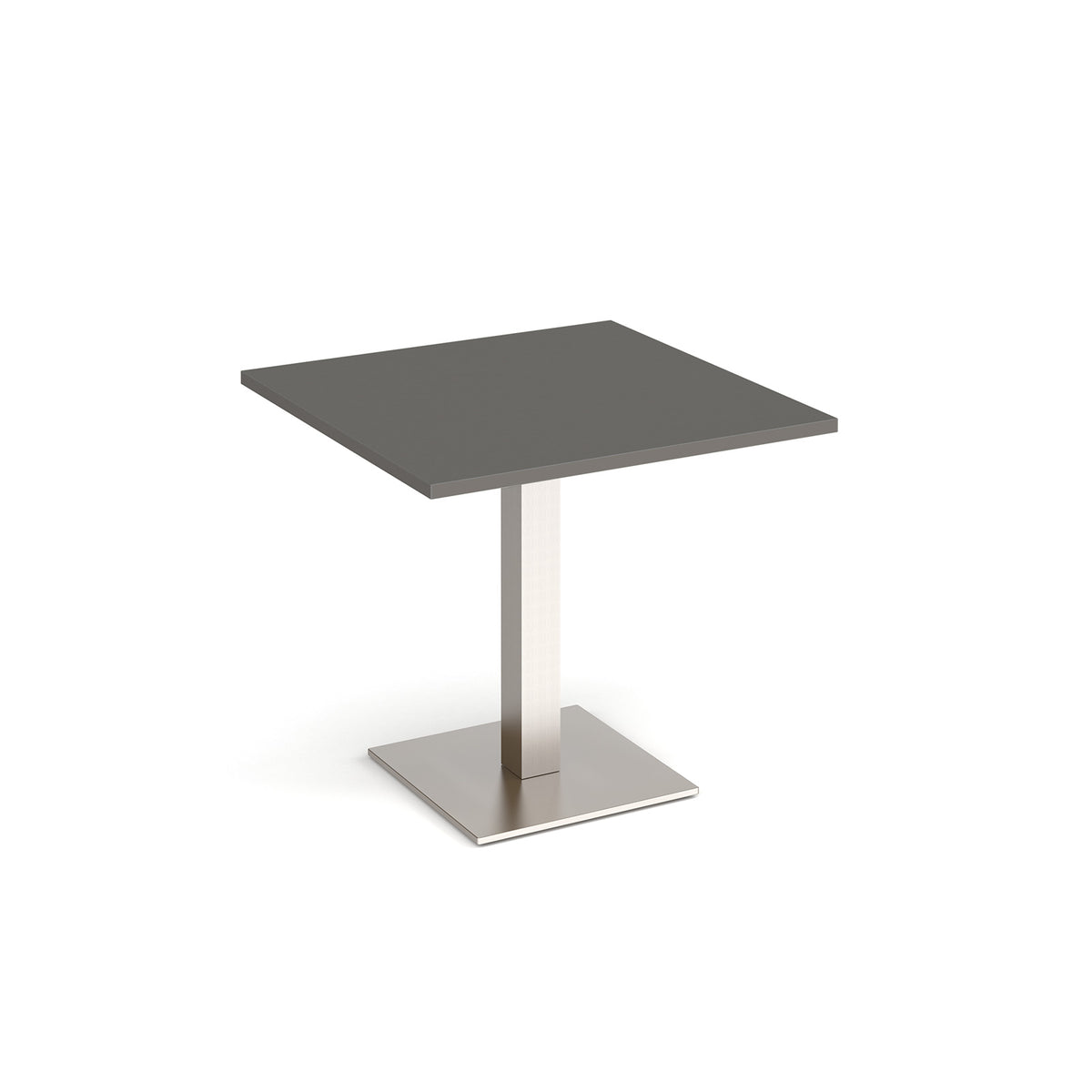 Brescia square dining table with flat square brushed steel base 800mm - Onyx Grey - view 1