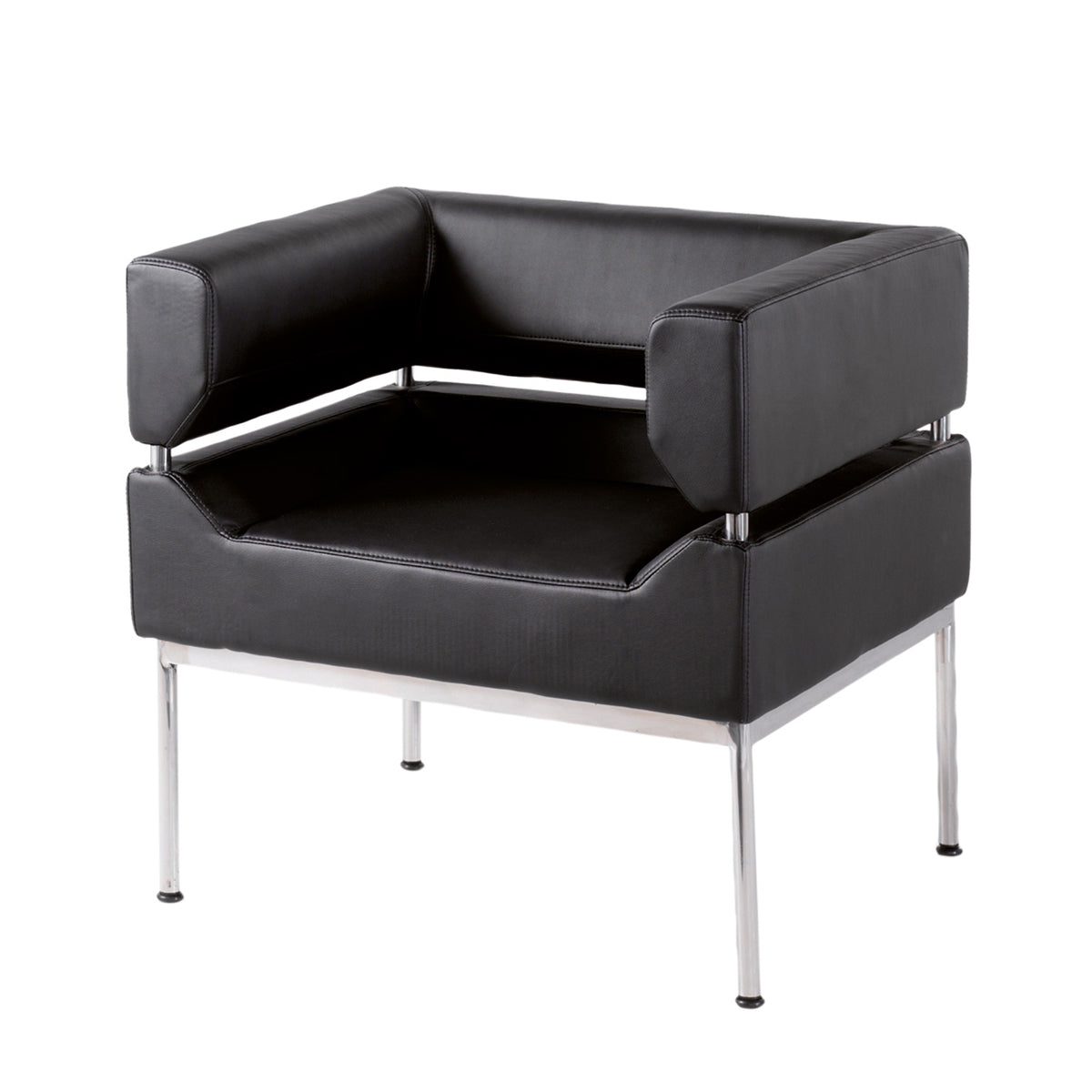 Benotto reception single tub chair 720mm wide - black bonded leather - view 1