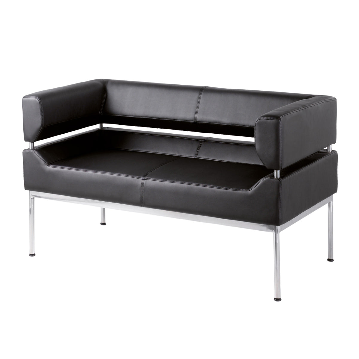 Benotto reception 2 seater chair 1270mm wide - black bonded leather - view 1