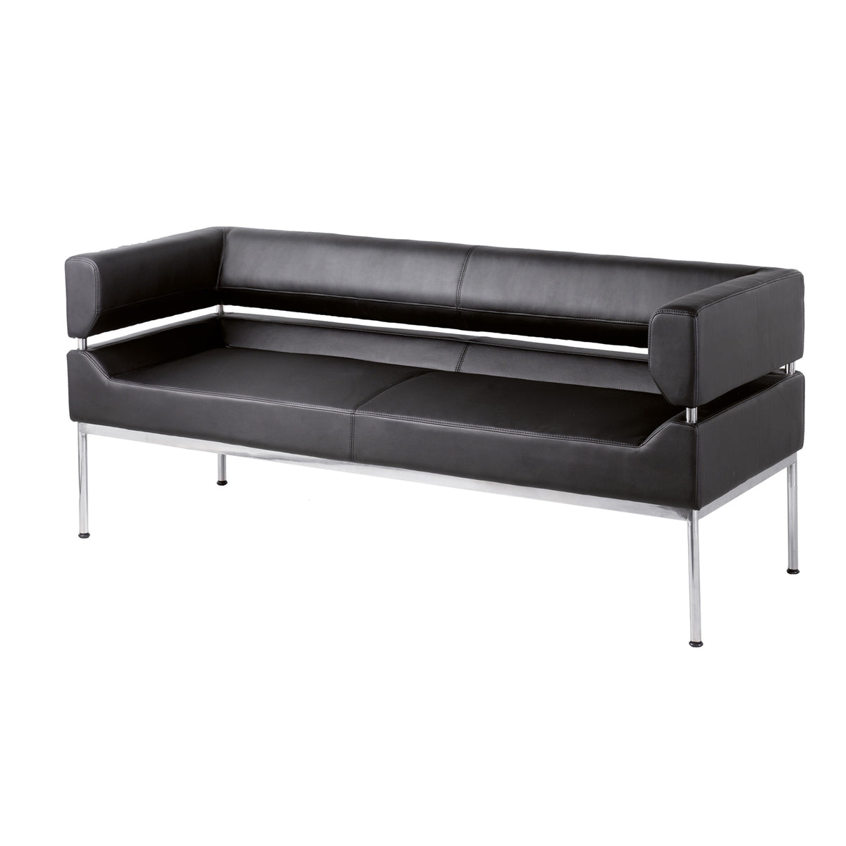 Benotto reception 3 seater chair 1770mm wide - black bonded leather - view 1