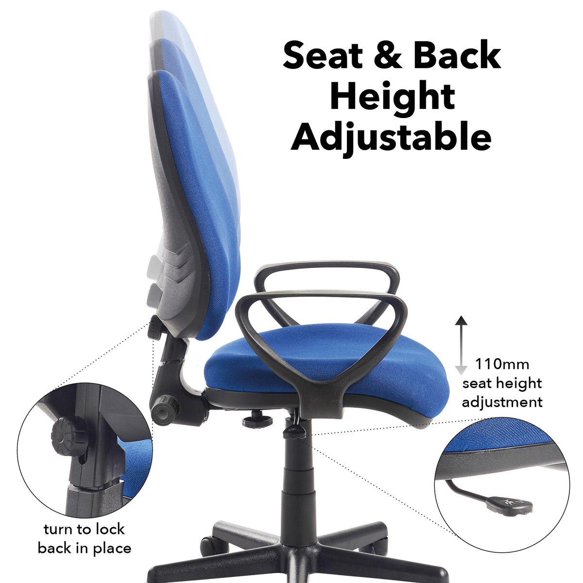 Bilbao fabric operators chair with fixed arms - blue - view 3