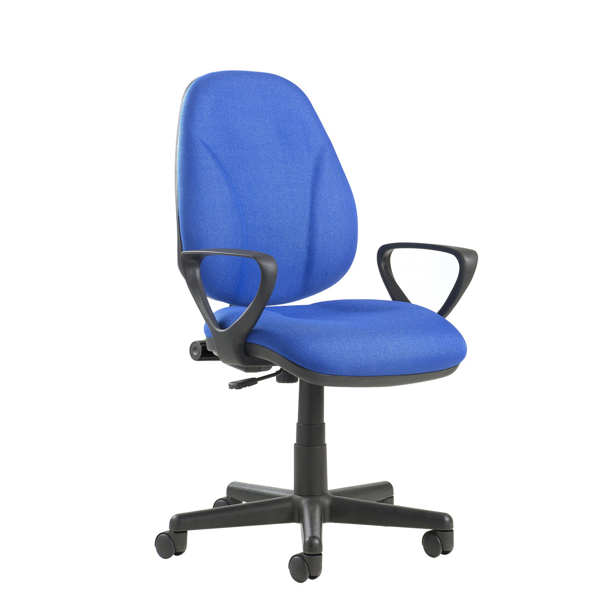 Bilbao fabric operators chair with lumbar support and fixed arms - blue - view 1