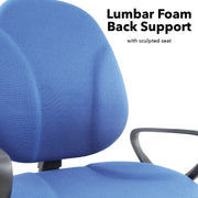 Bilbao fabric operators chair with lumbar support and fixed arms - blue - view 2