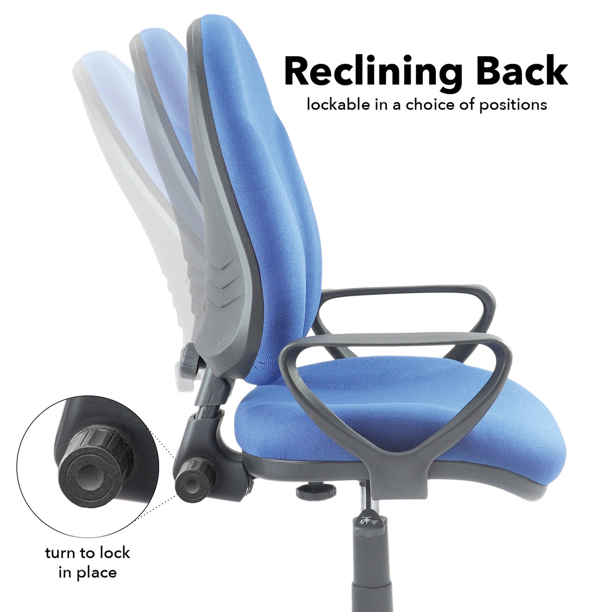 Bilbao fabric operators chair with lumbar support and fixed arms - blue - view 3