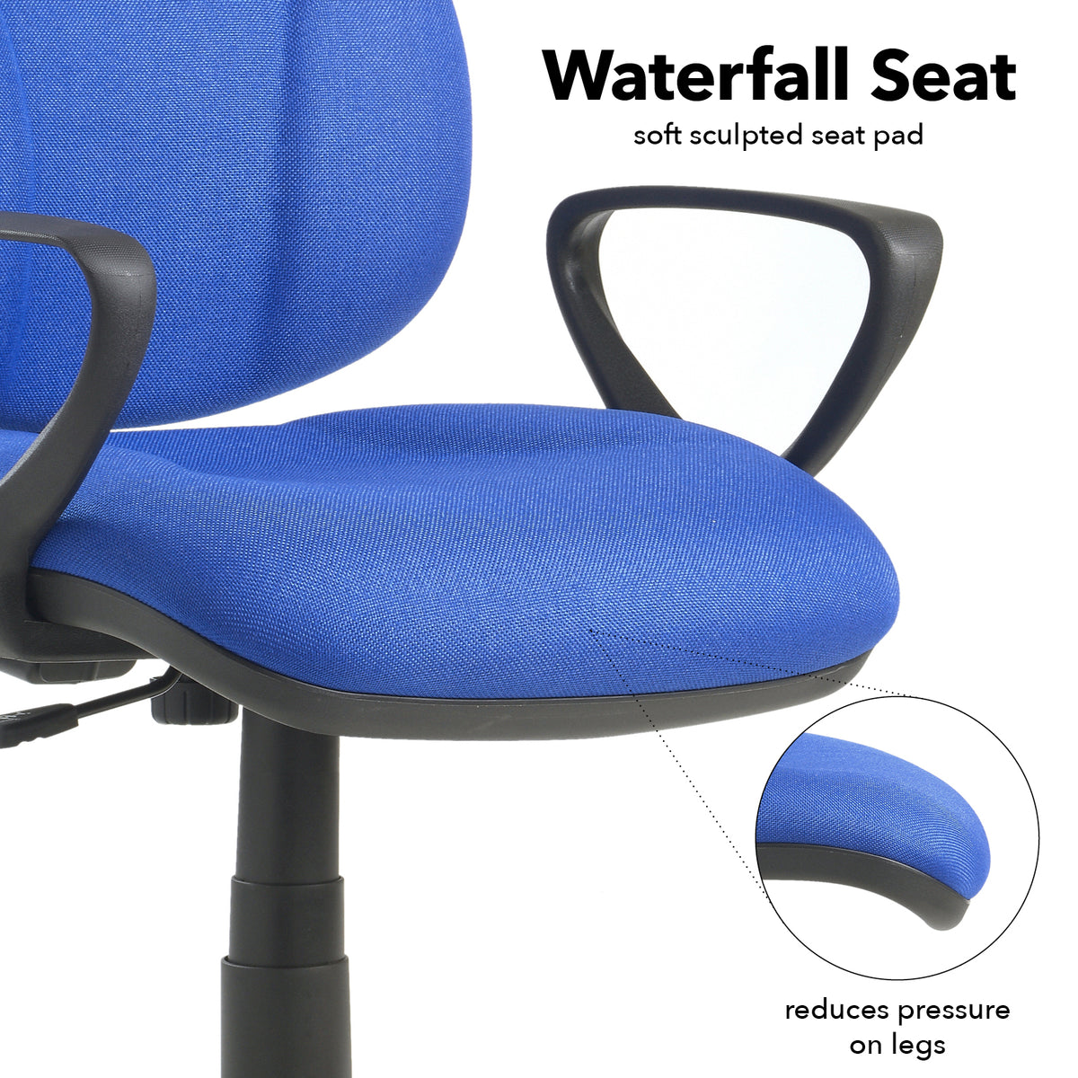 Bilbao fabric operators chair with lumbar support and fixed arms - blue - view 4