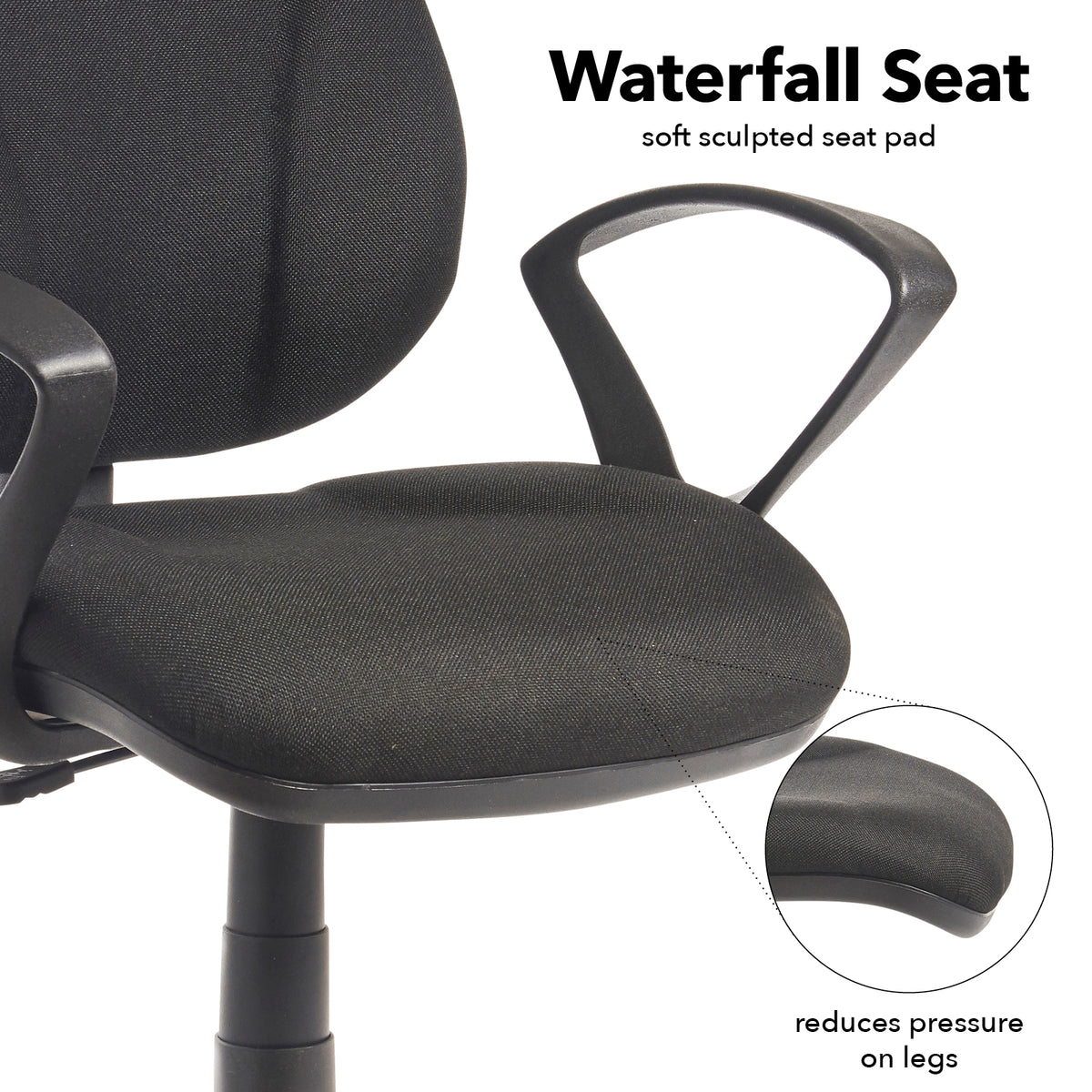 Bilbao fabric operators chair with lumbar support and fixed arms - black - view 4