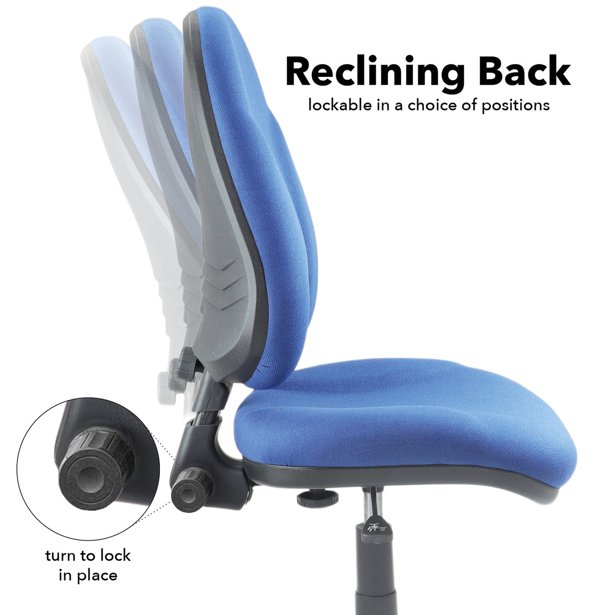 Bilbao fabric operators chair with lumbar support and no arms - blue - view 3