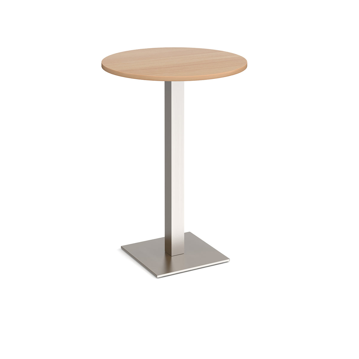 Brescia circular poseur table with flat square brushed steel base 800mm - Beech - view 1