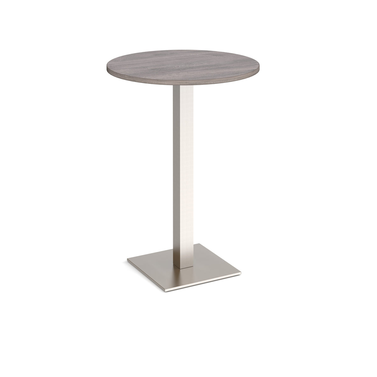 Brescia circular poseur table with flat square brushed steel base 800mm - Grey Oak - view 1