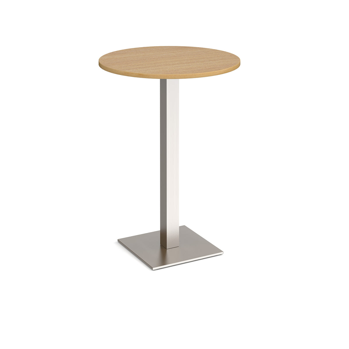 Brescia circular poseur table with flat square brushed steel base 800mm - oak - view 1