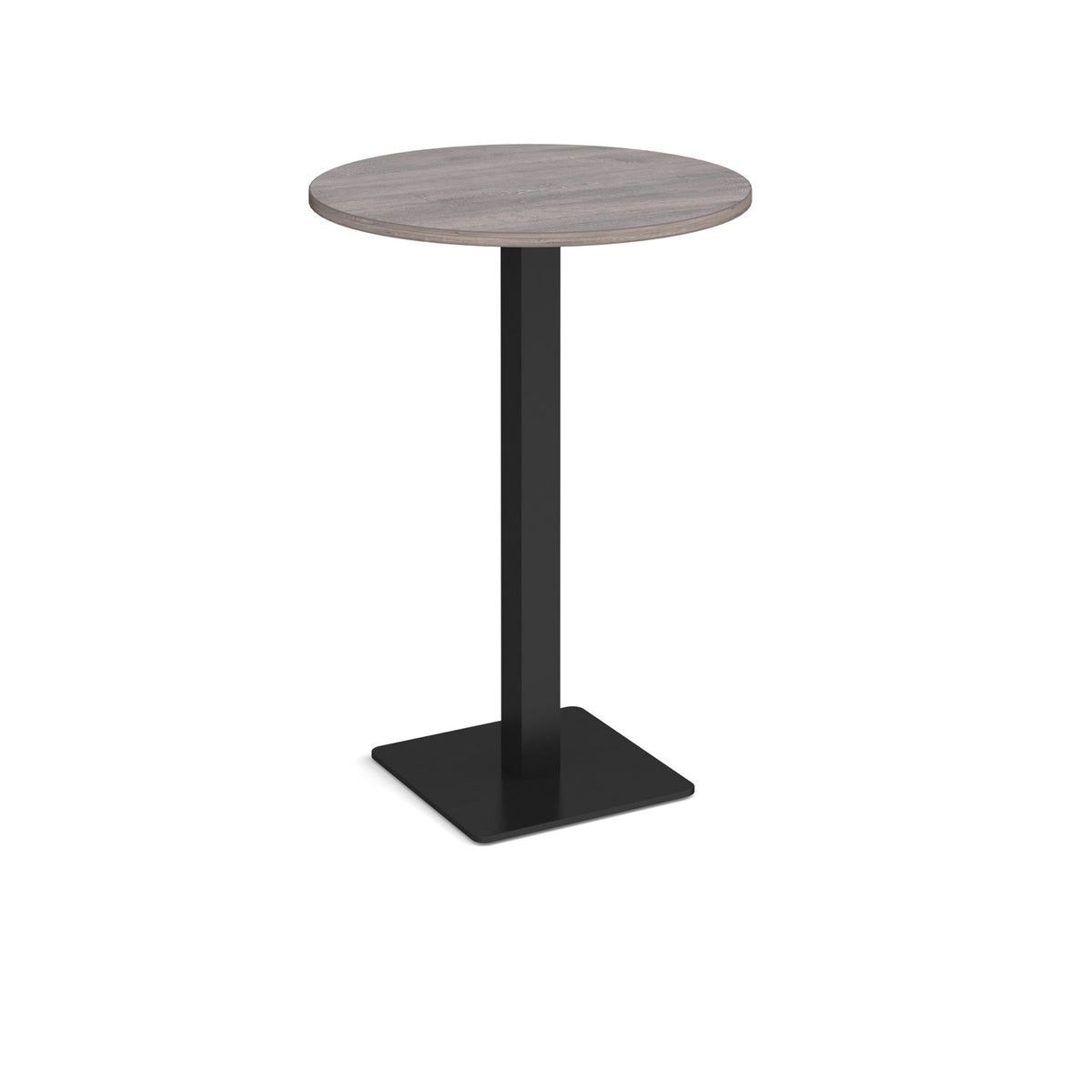 Brescia circular poseur table with flat square black base 800mm - Grey Oak - view 1