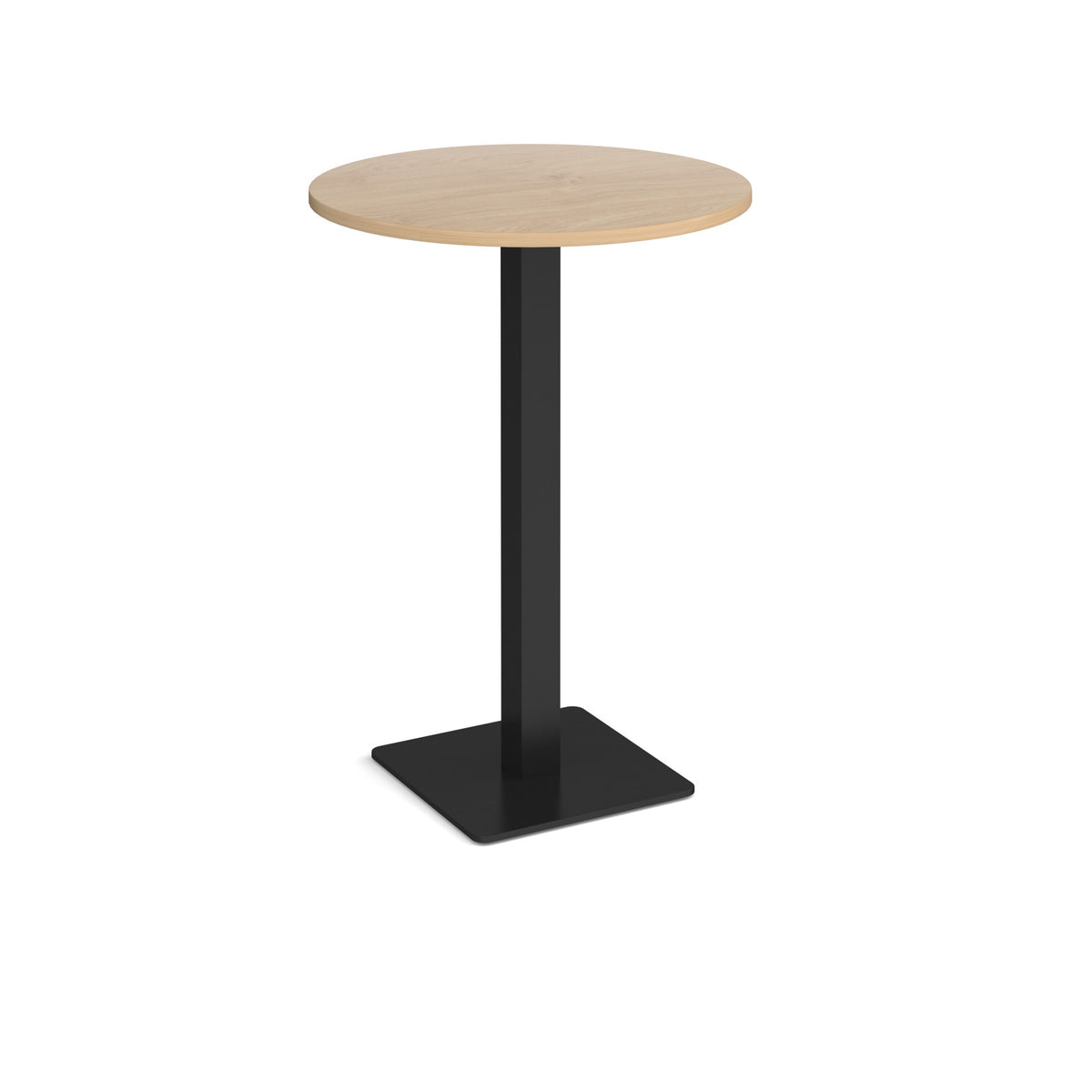 Brescia circular poseur table with flat square black base 800mm - Kendal oak - view 1