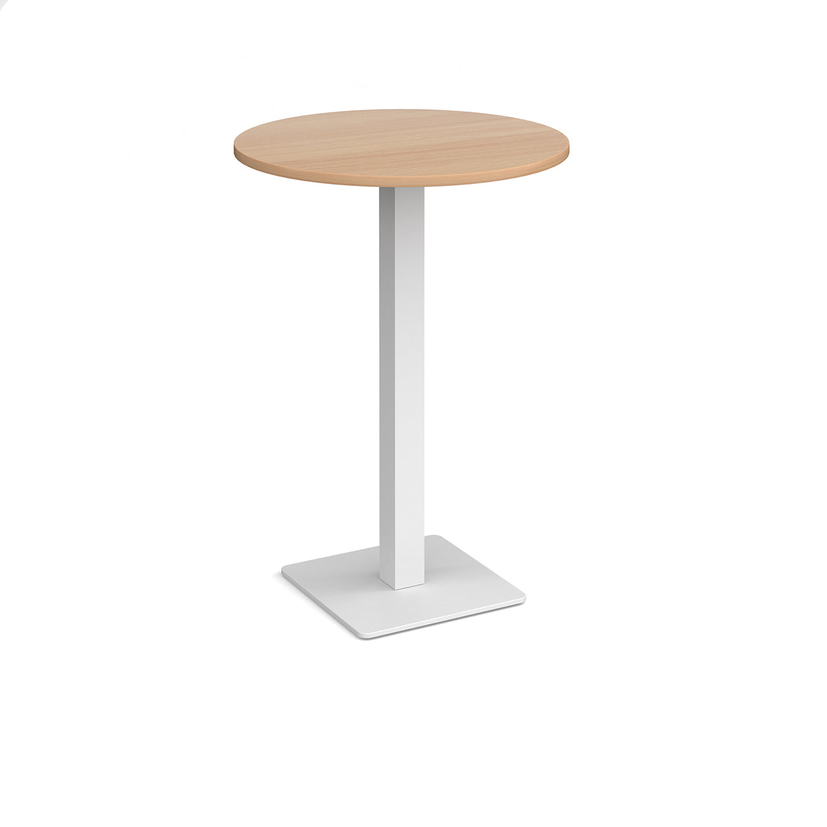 Brescia circular poseur table with flat square white base 800mm - Beech - view 1