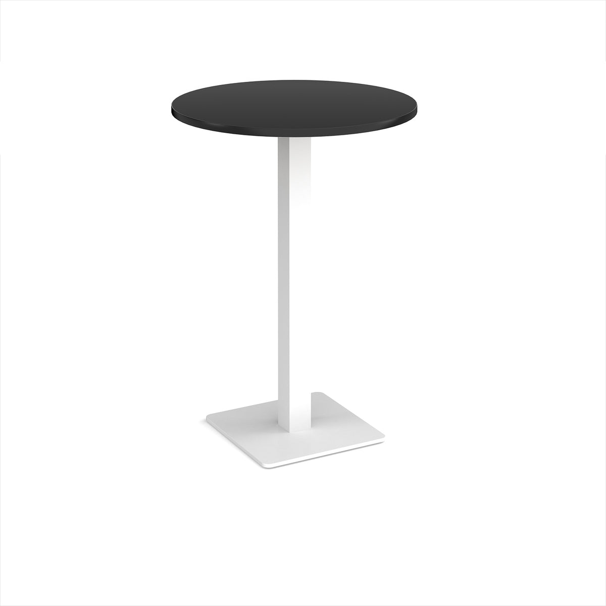 Brescia circular poseur table with flat square white base 800mm - Black - view 1