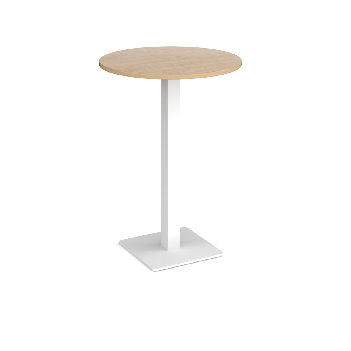 Brescia circular poseur table with flat square white base 800mm - Kendal oak - view 1