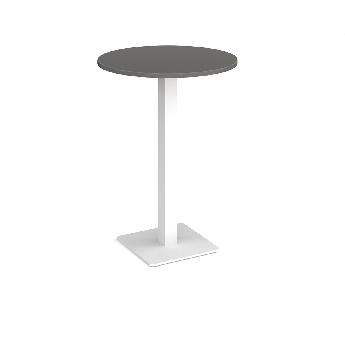 Brescia circular poseur table with flat square white base 800mm - Onyx Grey - view 1