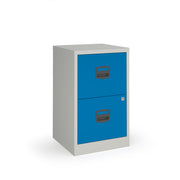 Bisley A4 home filer with 2 drawers - grey with blue drawers - view 1