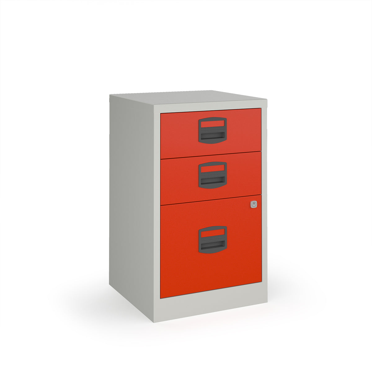 Bisley A4 home filer with 3 drawers - grey with red drawers - view 1