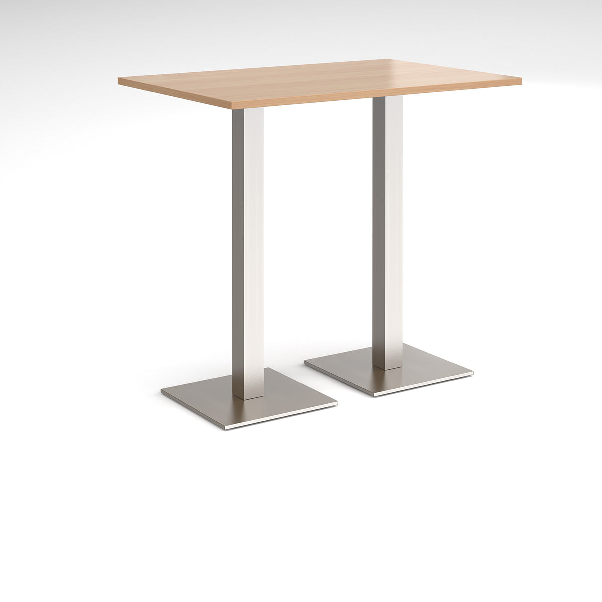 Brescia rectangular poseur table with flat square brushed steel bases 1200mm x 800mm - Beech - view 1