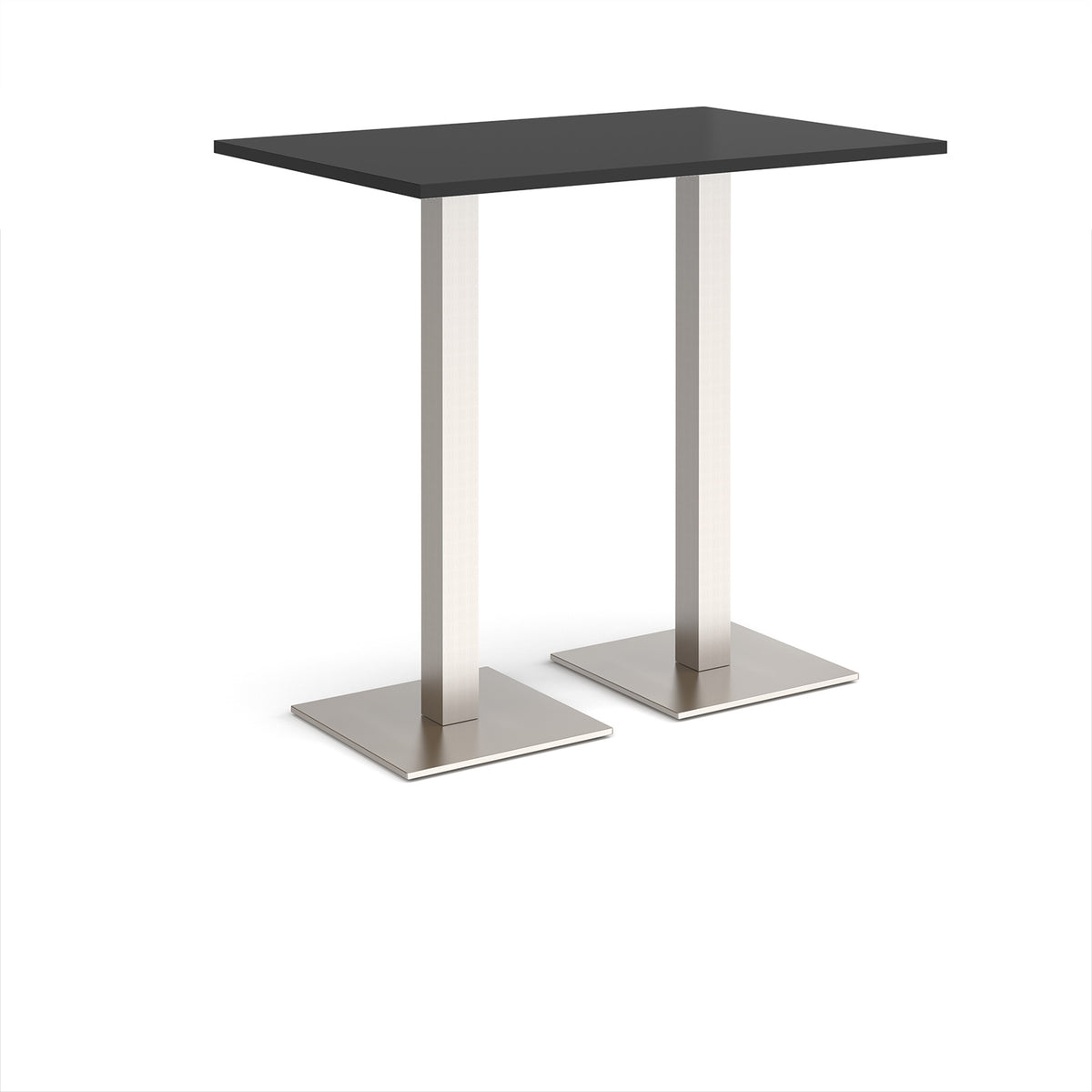 Brescia rectangular poseur table with flat square brushed steel bases 1200mm x 800mm - Black - view 1