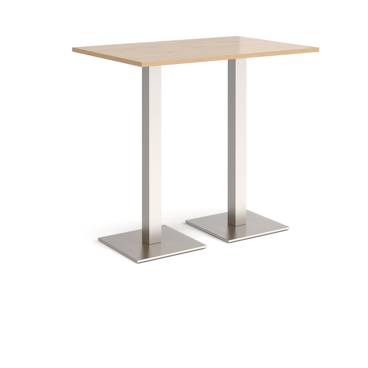 Brescia rectangular poseur table with flat square brushed steel bases 1200mm x 800mm - Kendal oak - view 1