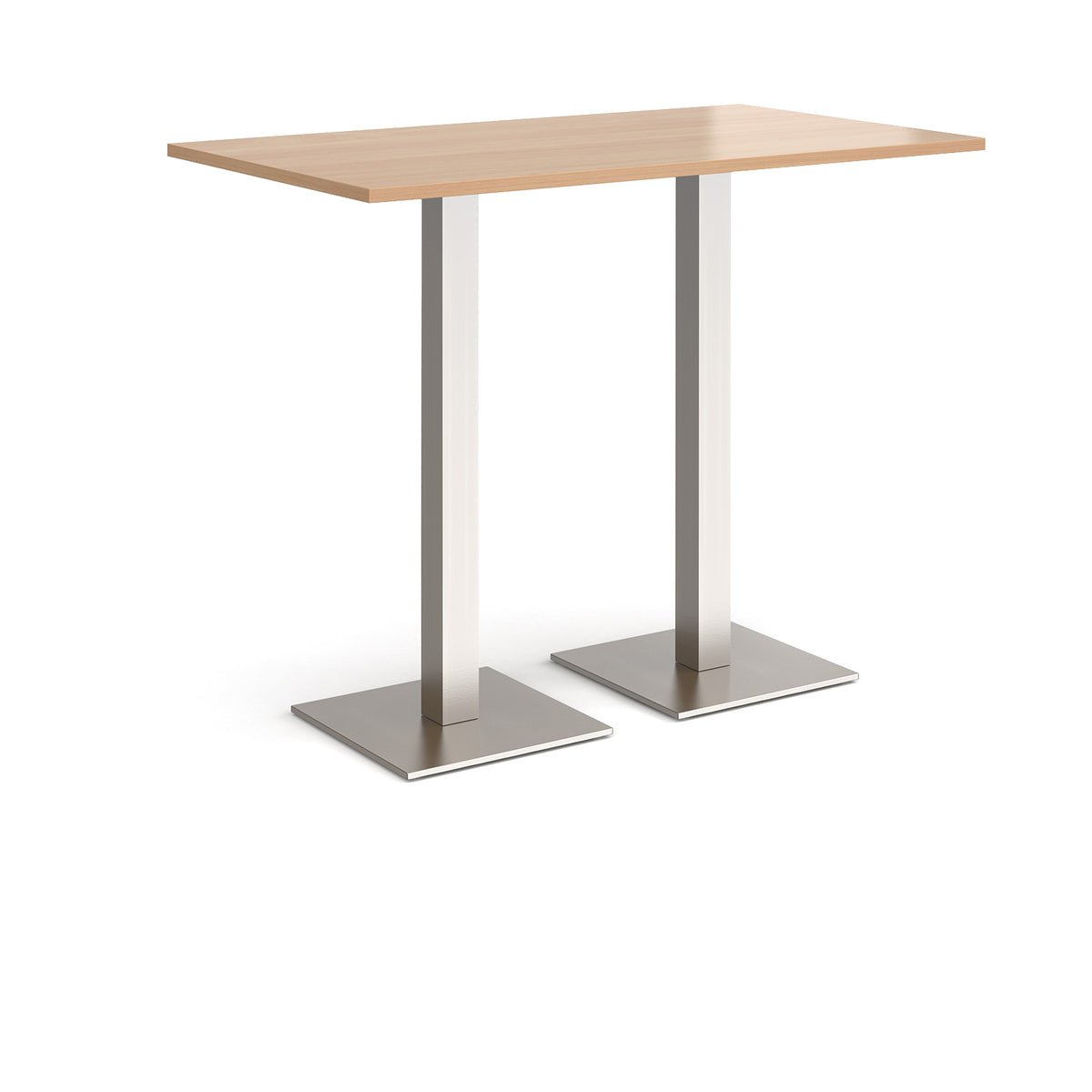 Brescia rectangular poseur table with flat square brushed steel bases 1400mm x 800mm - Beech - view 1