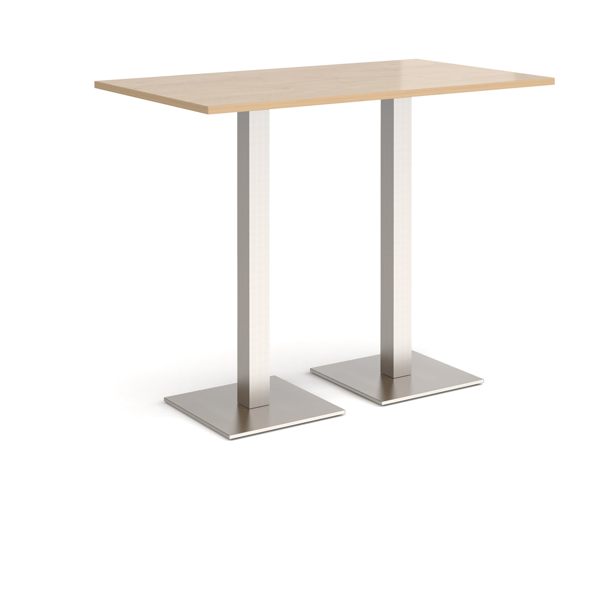 Brescia rectangular poseur table with flat square brushed steel bases 1400mm x 800mm - Kendal oak - view 1