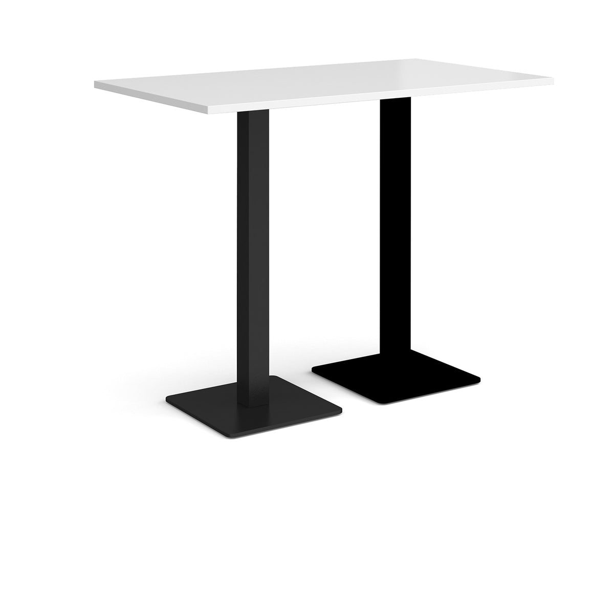Brescia rectangular poseur table with flat square black bases 1400mm x 800mm - white - view 1