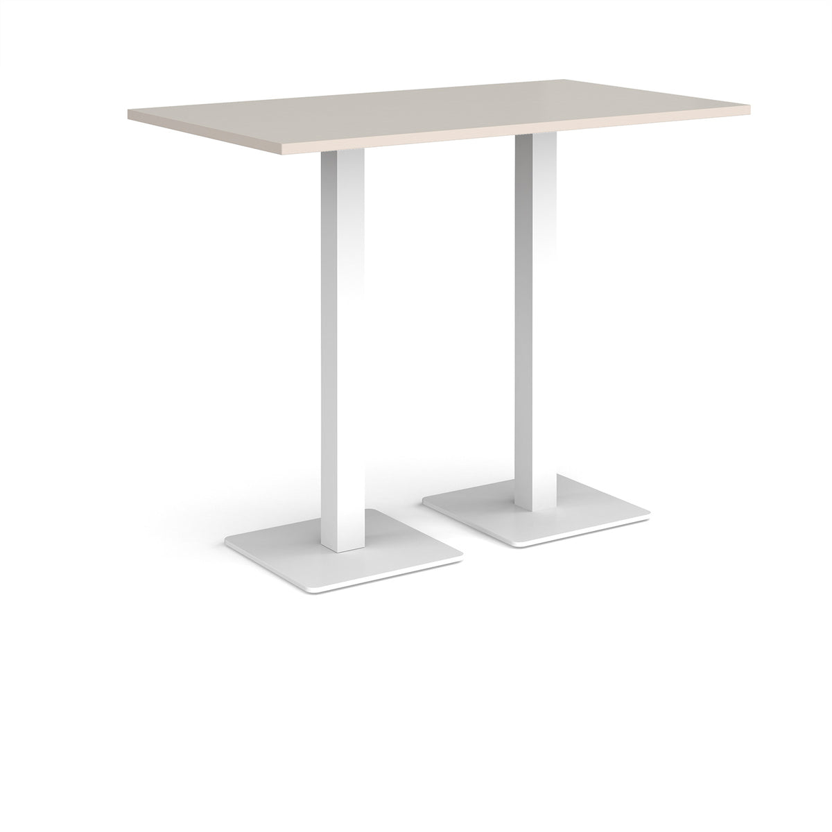 Brescia rectangular poseur table with flat square white bases 1400mm x 800mm - Light Grey - view 1