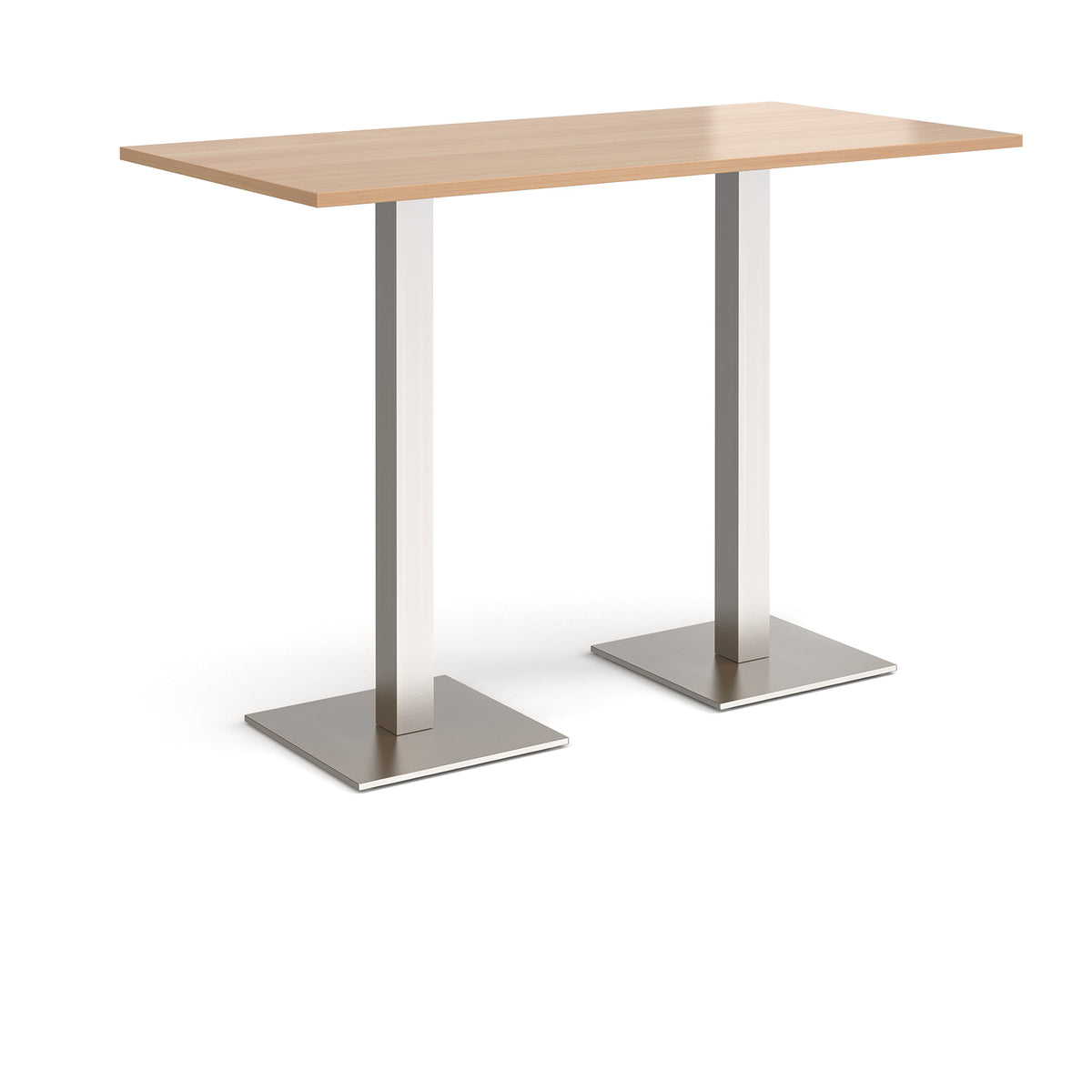 Brescia rectangular poseur table with flat square brushed steel bases 1600mm x 800mm - Beech - view 1
