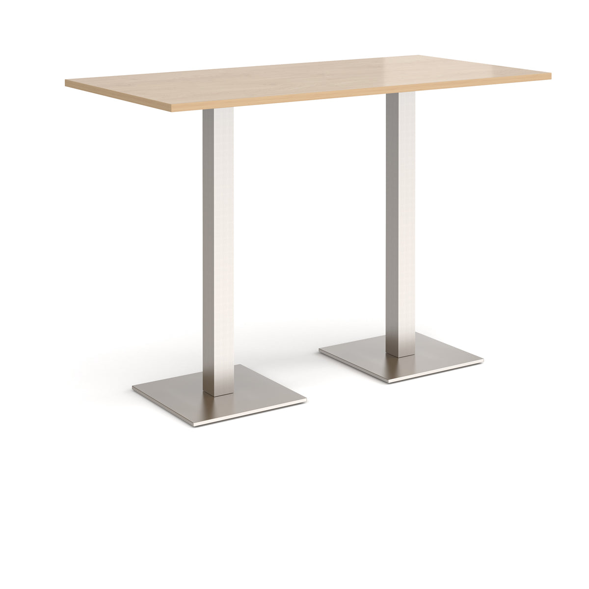 Brescia rectangular poseur table with flat square brushed steel bases 1600mm x 800mm - Kendal oak - view 1