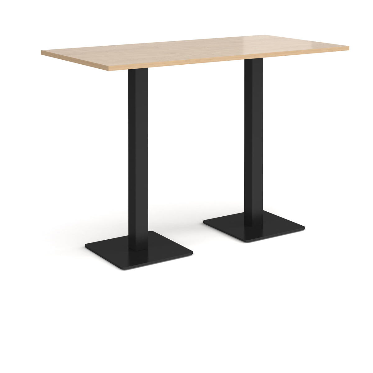 Brescia rectangular poseur table with flat square black bases 1600mm x 800mm - Kendal oak - view 1