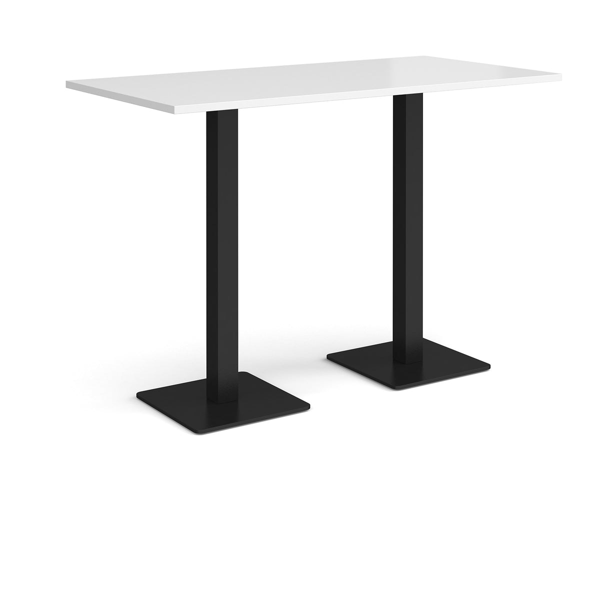 Brescia rectangular poseur table with flat square black bases 1600mm x 800mm - white - view 1