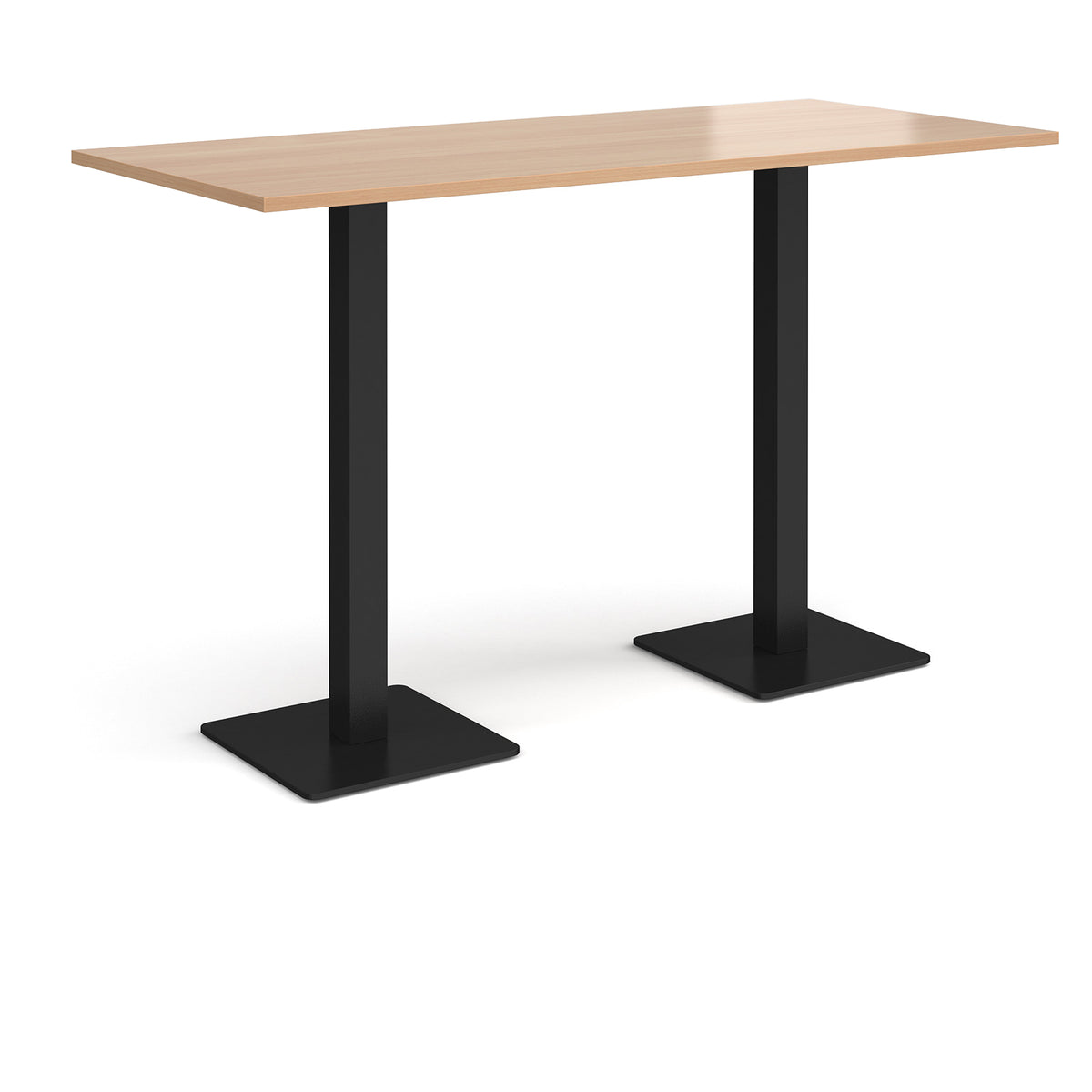 Brescia rectangular poseur table with flat square black bases 1800mm x 800mm - Beech - view 1