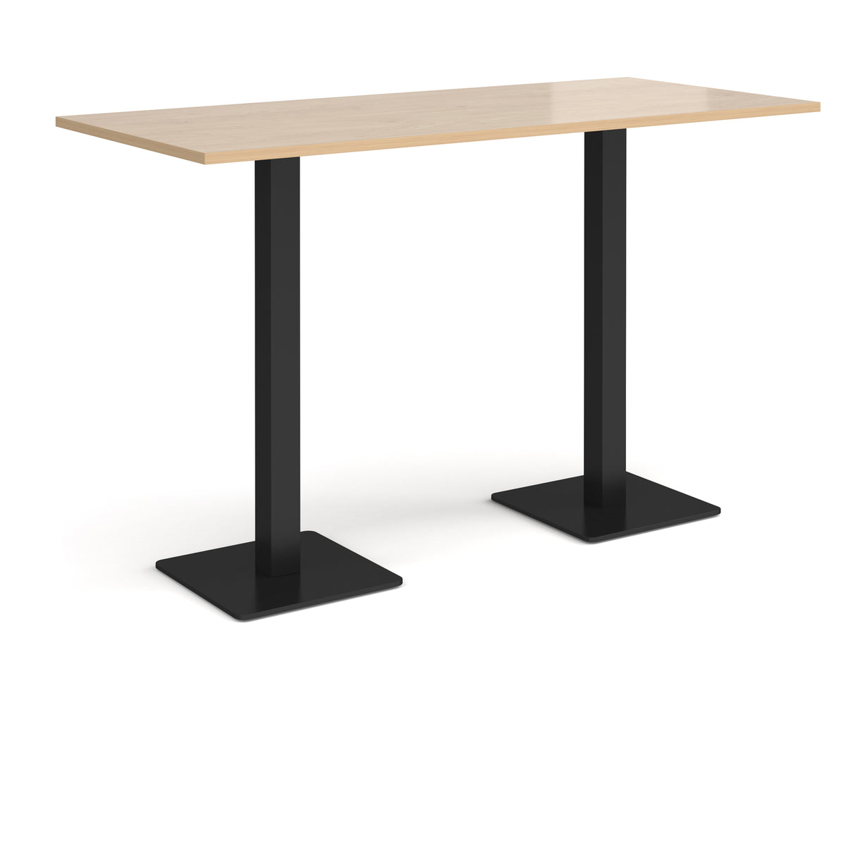 Brescia rectangular poseur table with flat square black bases 1800mm x 800mm - Kendal oak - view 1