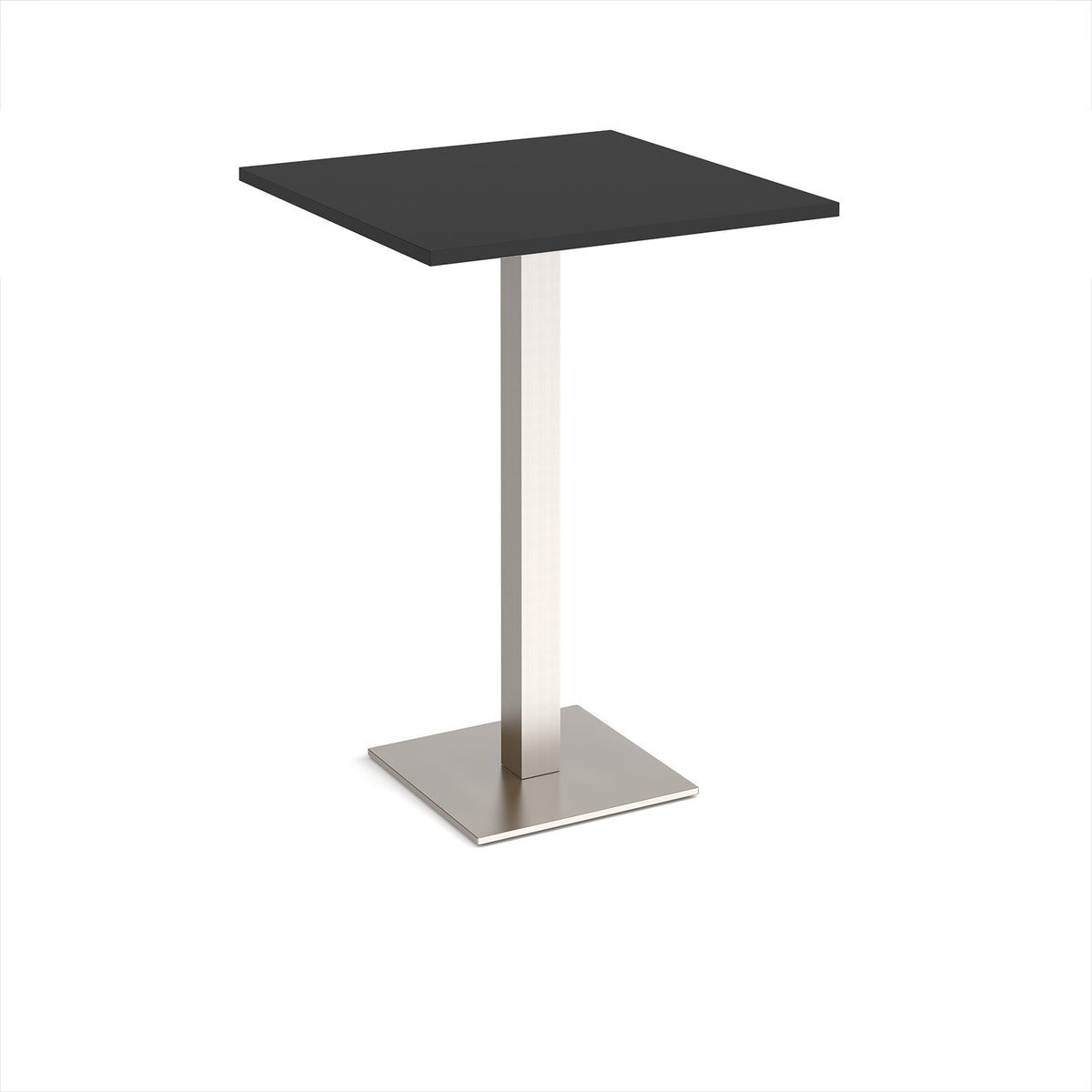Brescia square poseur table with flat square brushed steel base 800mm - Black - view 1