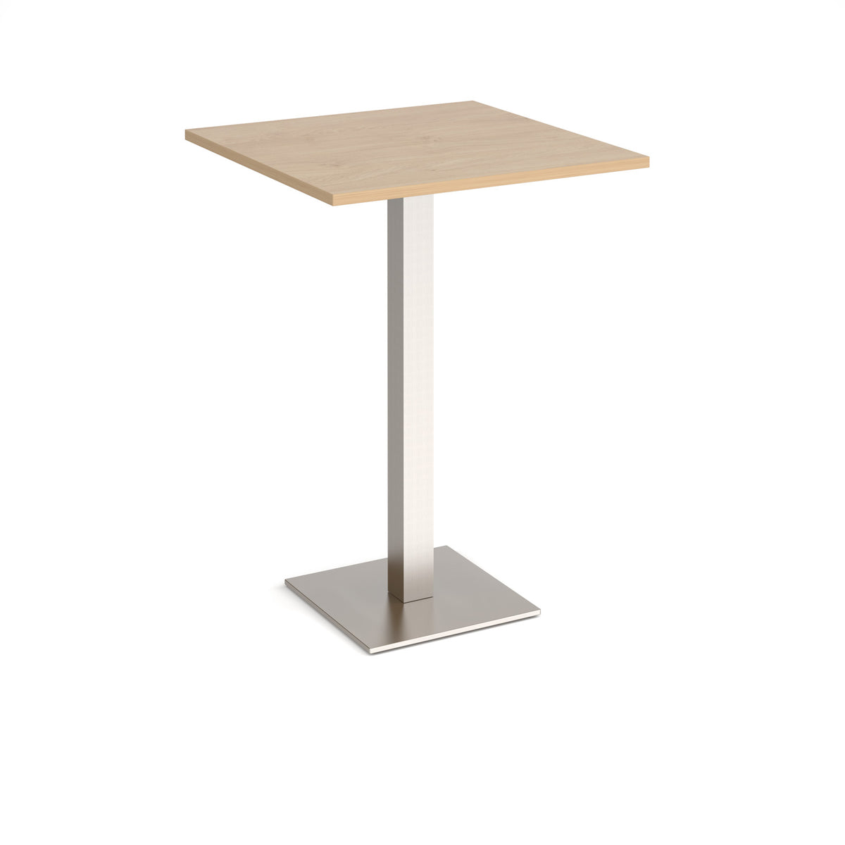 Brescia square poseur table with flat square brushed steel base 800mm - Kendal oak - view 1