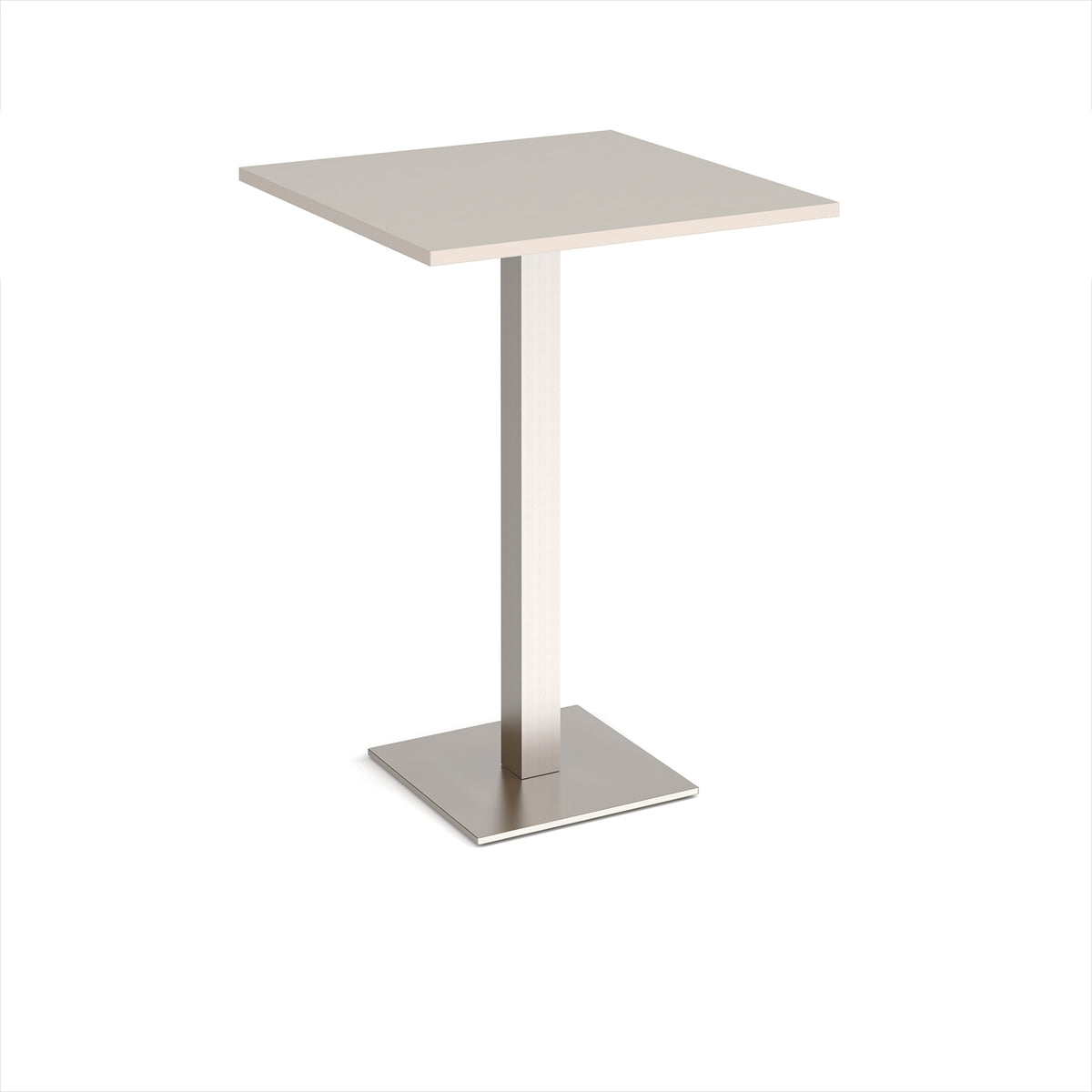 Brescia square poseur table with flat square brushed steel base 800mm - Light Grey - view 1