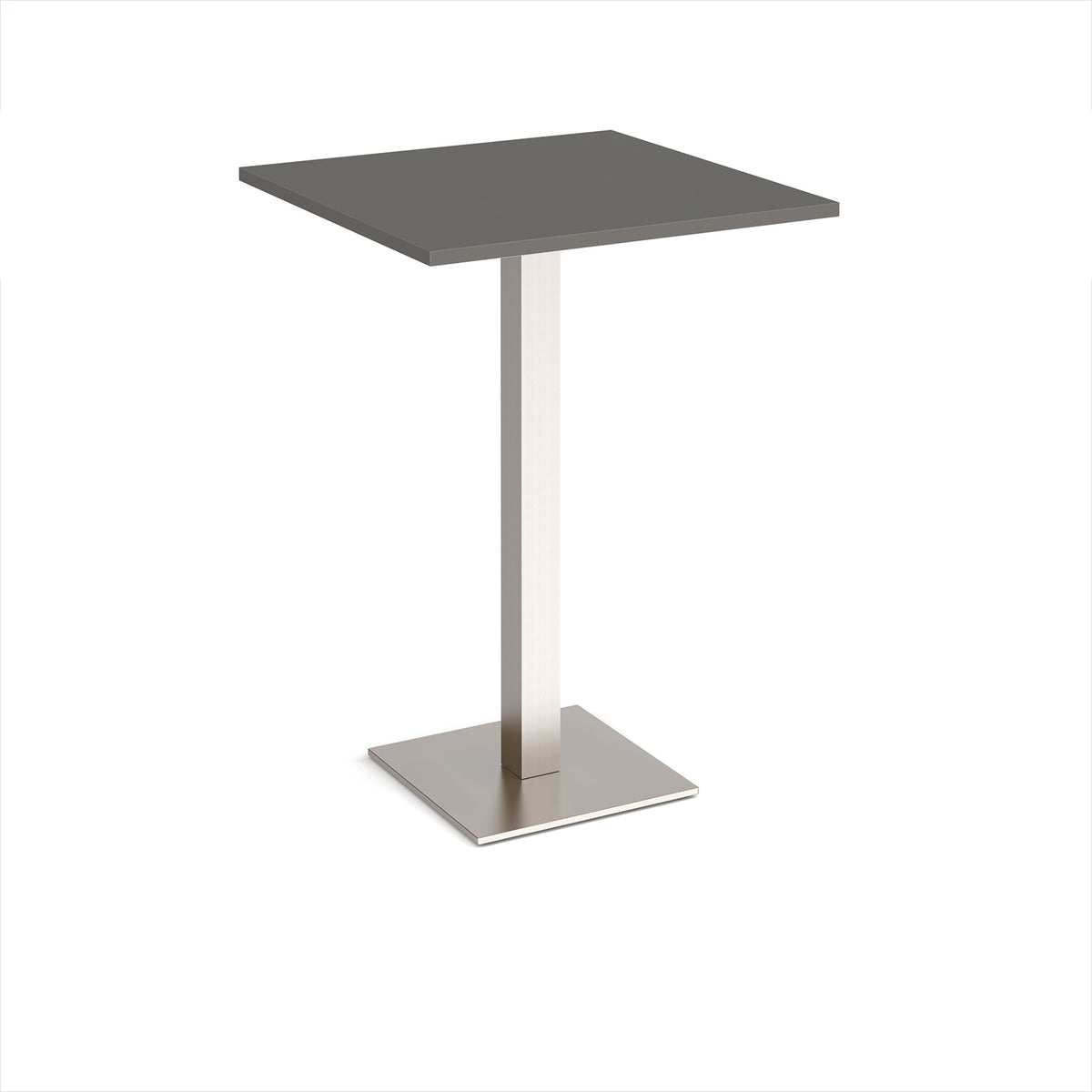 Brescia square poseur table with flat square brushed steel base 800mm - Onyx Grey - view 1