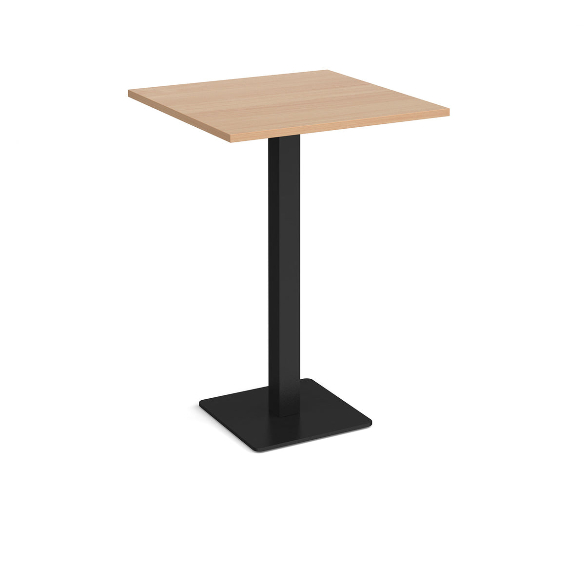 Brescia square poseur table with flat square black base 800mm - Beech - view 1