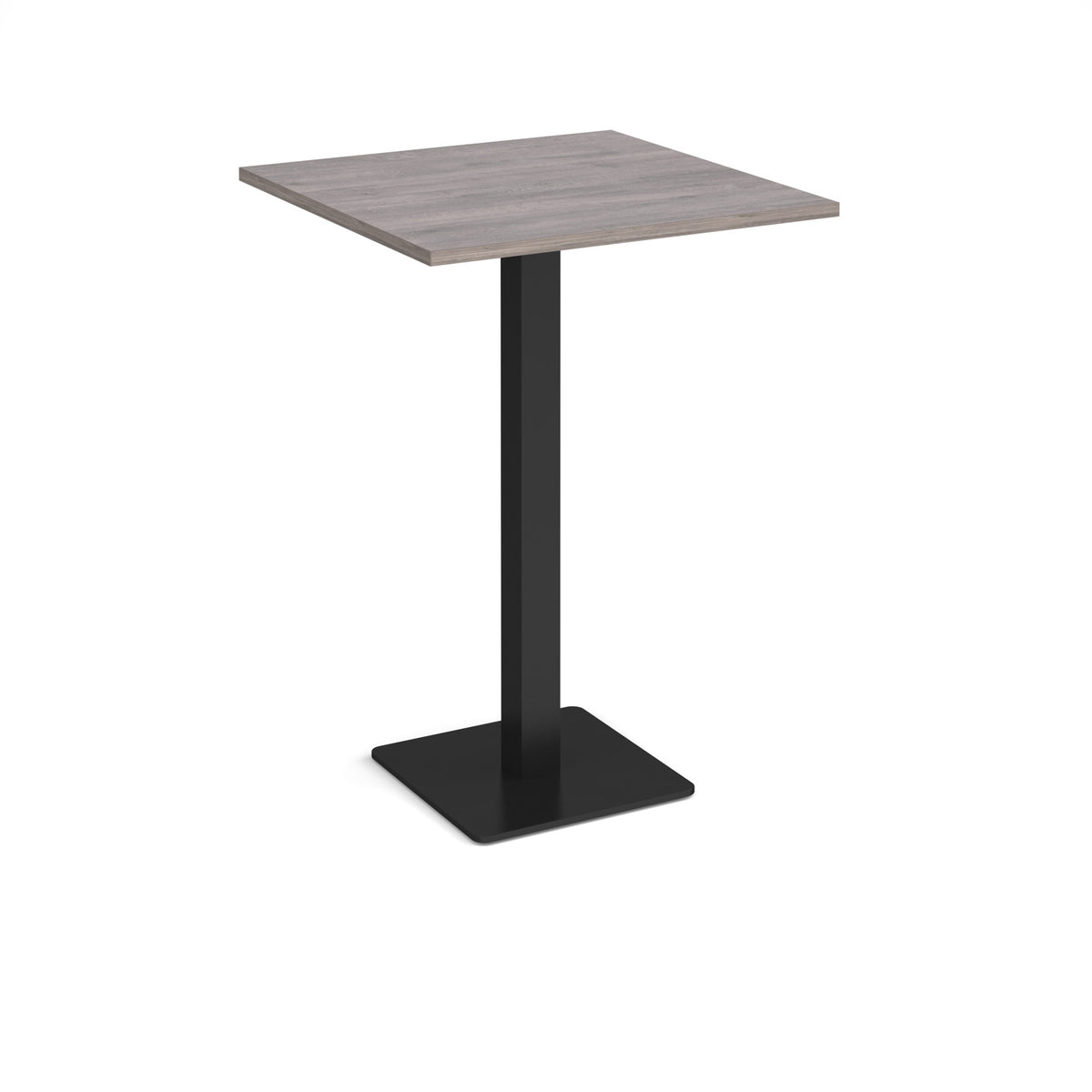 Brescia square poseur table with flat square black base 800mm - Grey Oak - view 1